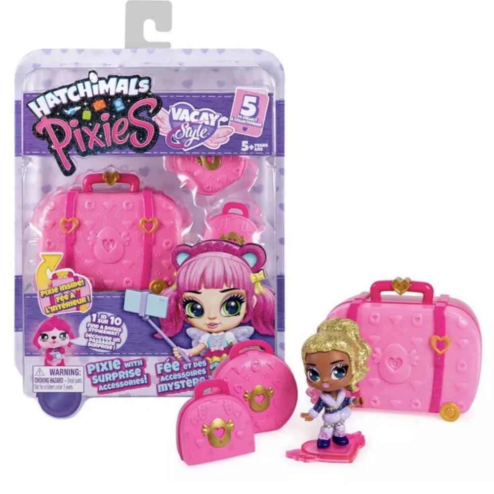 Hatchimals Pixies Vacay Style Pink Passport 2.5" Pixie w/ Surprise Accessories!